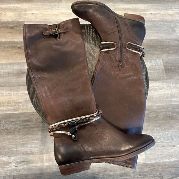 OTBT Trout Creek leather riding boots brown zip up size 8 - Picture 2 of 6